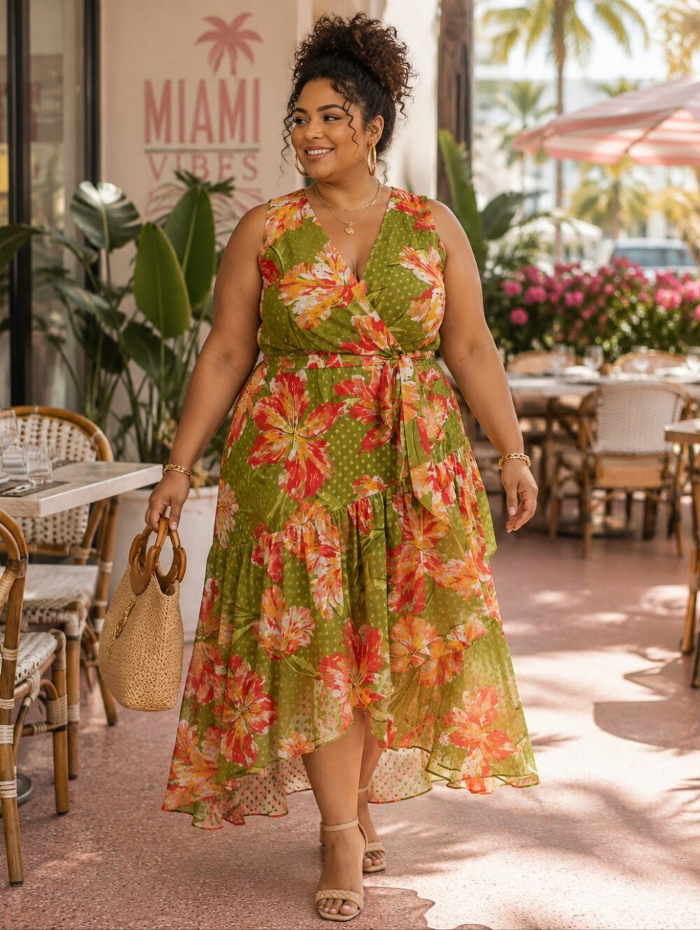 Anne Klein NWT Floral Clip Dot High-Low Faux Wrap Dress Plus | Size 20W